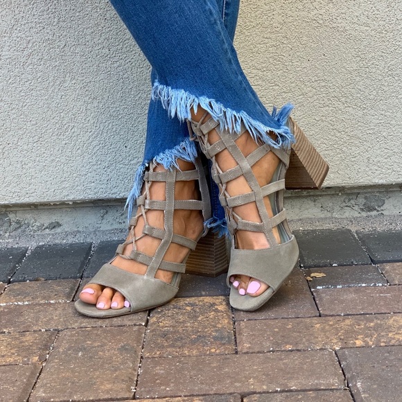 Olive Ultra Chic Caged Lace Up Block Heel Sandal - Picture 5 of 8